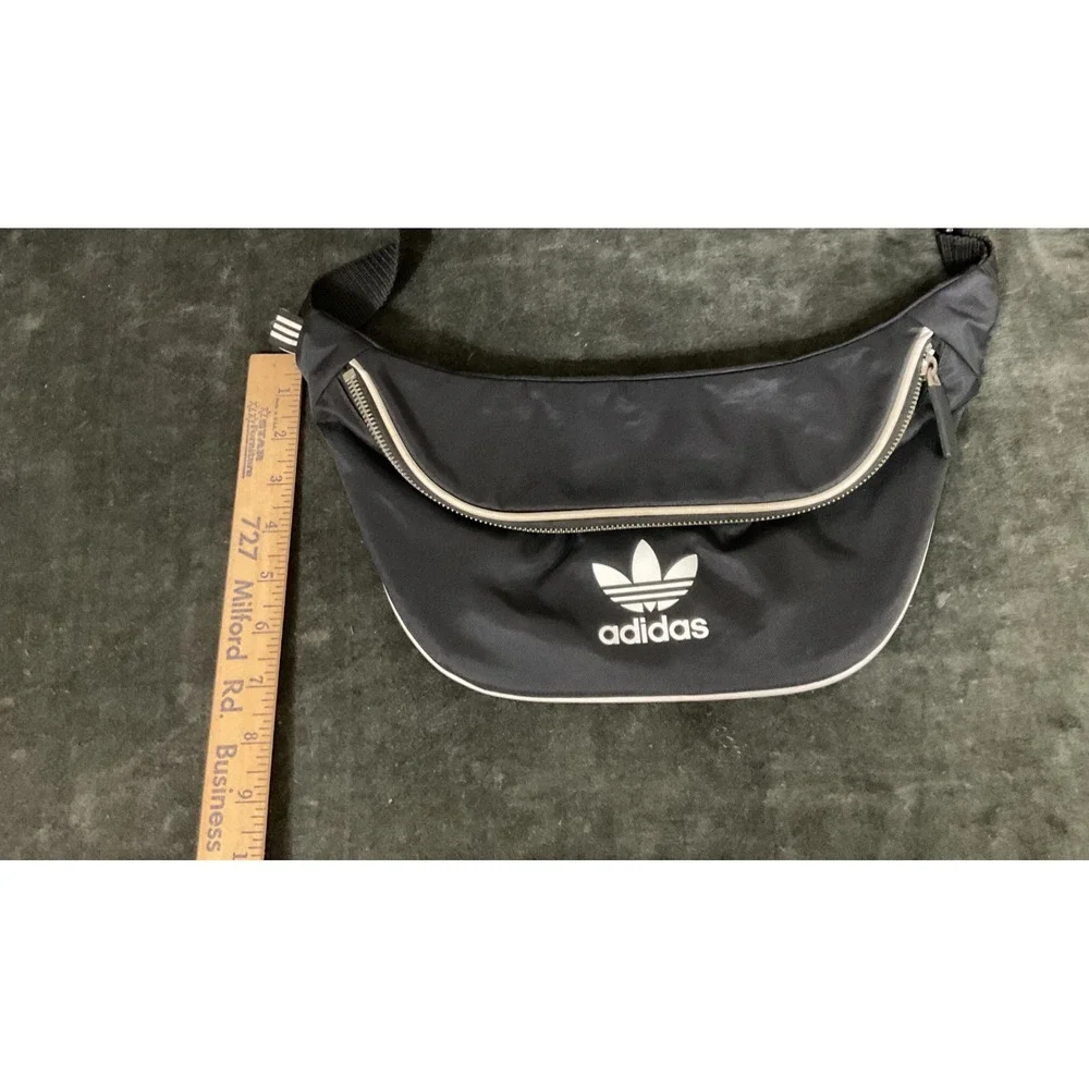 EUC Adidas Black Trefoil Logo Fanny Pack Sling Waist Bag